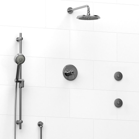 Riobel -½’’ coaxial 3-way system with hand shower rail, shower head and spout - KIT#3545ATOP