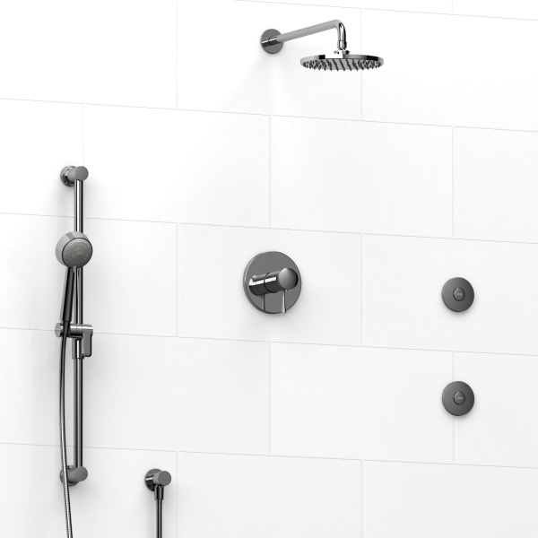 Riobel -½’’ coaxial 3-way system with hand shower rail, shower head and spout - KIT#3545EDTM