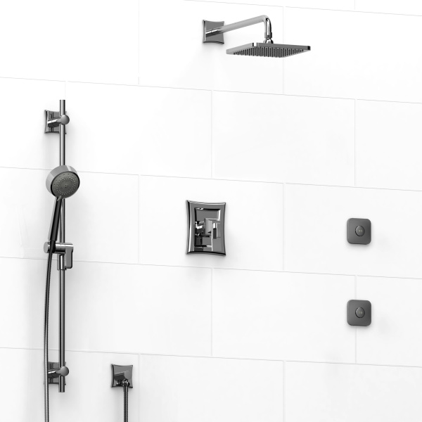 Riobel -½’’ coaxial 3-way system with hand shower rail, shower head and spout - KIT#3545EF