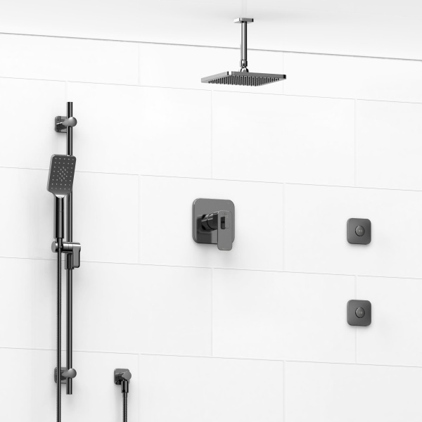 Riobel -½’’ coaxial 3-way system with hand shower rail, shower head and spout – KIT#3545EQ