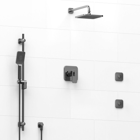 Riobel -½’’ coaxial 3-way system with hand shower rail, shower head and spout - KIT#3545EQ