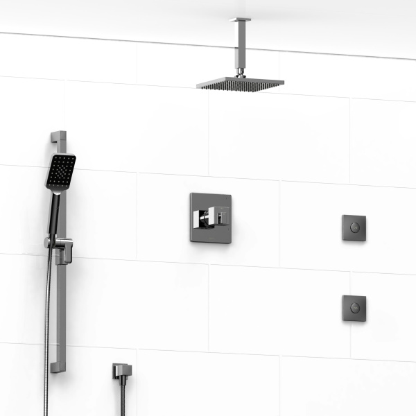 Riobel -½’’ coaxial 3-way system with hand shower rail, shower head and spout – KIT#3545KSTQ