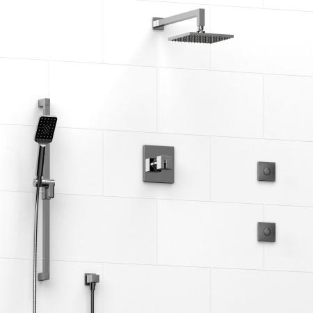 Riobel -½’’ coaxial 3-way system with hand shower rail, shower head and spout - KIT#3545KSTQ