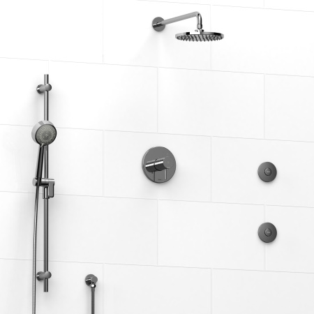 Riobel -½’’ coaxial 3-way system with hand shower rail, shower head and spout - KIT#3545PATM