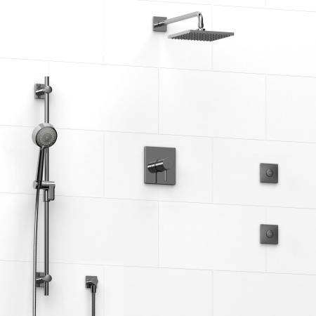 Riobel -½’’ coaxial 3-way system with hand shower rail, shower head and spout - KIT#3545PATQ