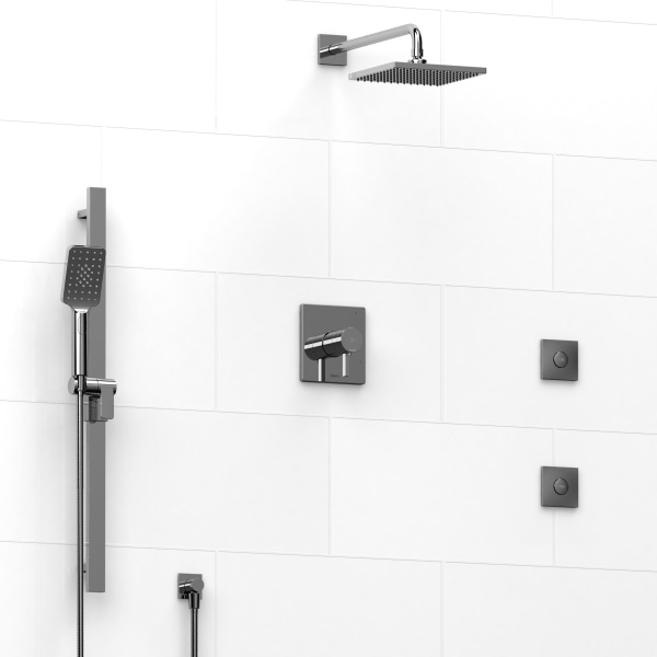 Riobel -½’’ coaxial 3-way system with hand shower rail, shower head and spout - KIT#3545PFTQ