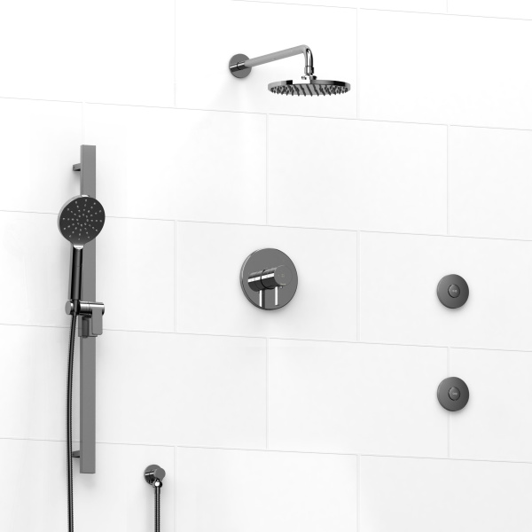 Riobel -½’’ coaxial 3-way system with hand shower rail, shower head and spout - KIT#3545SHTM
