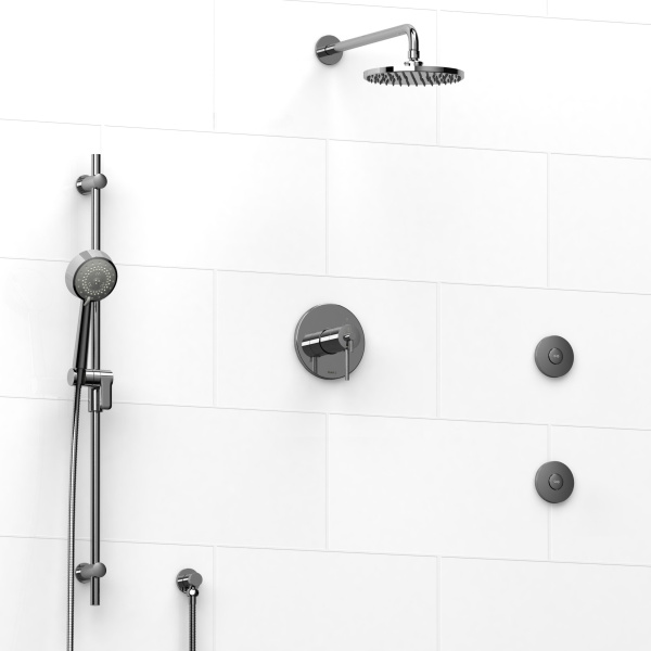 Riobel -½’’ coaxial 3-way system with hand shower rail, shower head and spout - KIT#3545VSTM