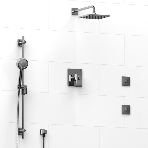 Riobel -½’’ coaxial 3-way system with hand shower rail, shower head and spout - KIT#3545ZOTQ