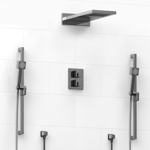 Riobel -¾" double coaxial system with hand shower rail, 4 body jets and shower head - KIT#3646MZ