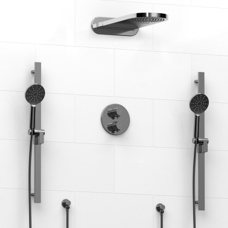 Riobel -¾" double coaxial system with hand shower rail, 4 body jets and shower head - KIT#3646PXTM