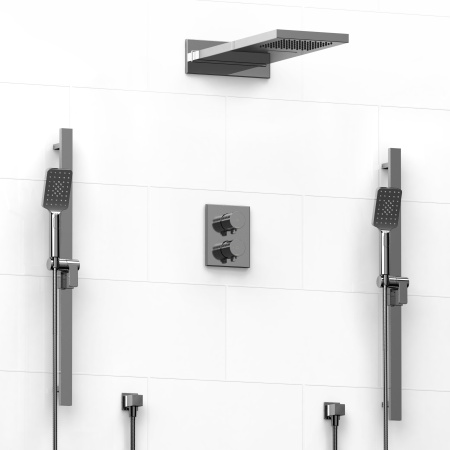 Riobel -¾" double coaxial system with hand shower rail, 4 body jets and shower head - KIT#3646PXTQ
