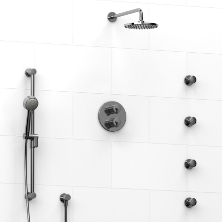 Riobel -double coaxial system with hand shower rail, 4 body jets and shower head - KIT#446CSTM