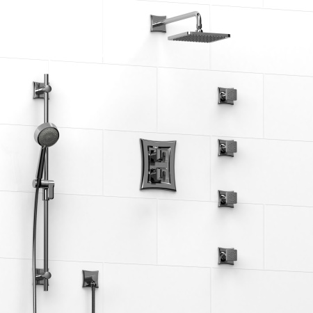 Riobel -double coaxial system with hand shower rail, 4 body jets and shower head - KIT#446EF