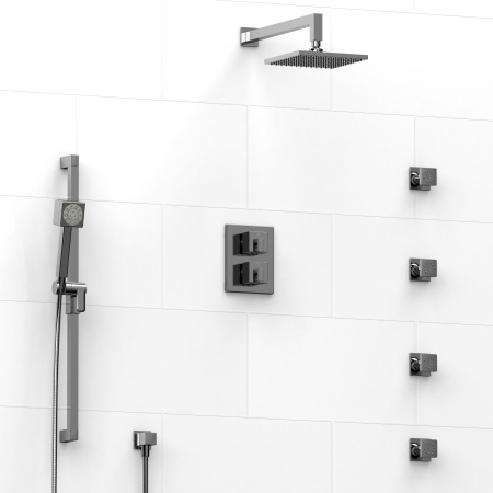 Riobel -double coaxial system with hand shower rail, 4 body jets and shower head - KIT#446MZ