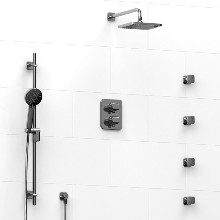 Riobel -double coaxial system with hand shower rail, 4 body jets and shower head - KIT#446SA