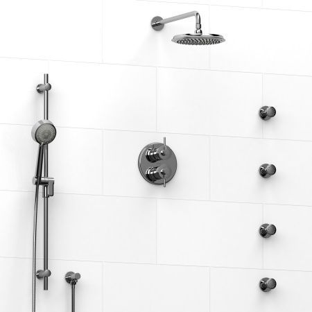 Riobel -¾" double coaxial system with hand shower rail, 4 body jets and shower head - KIT#483ATOP