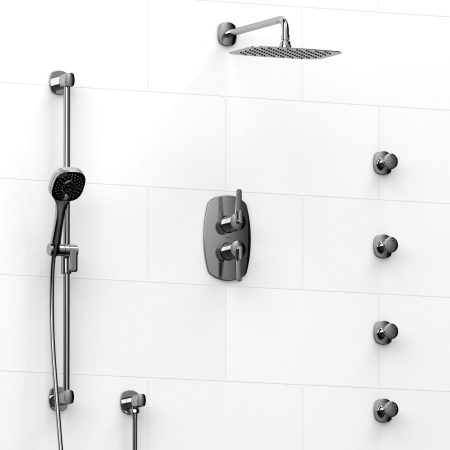 Riobel -¾" double coaxial system with hand shower rail, 4 body jets and shower head - KIT#483VY