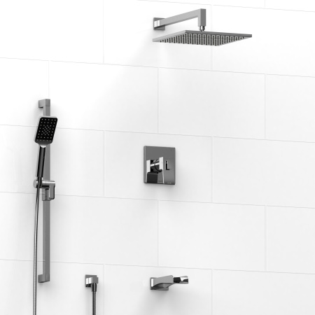 Riobel -½’’ coaxial 3-way system with hand shower rail, shower head and spout - KIT#5045