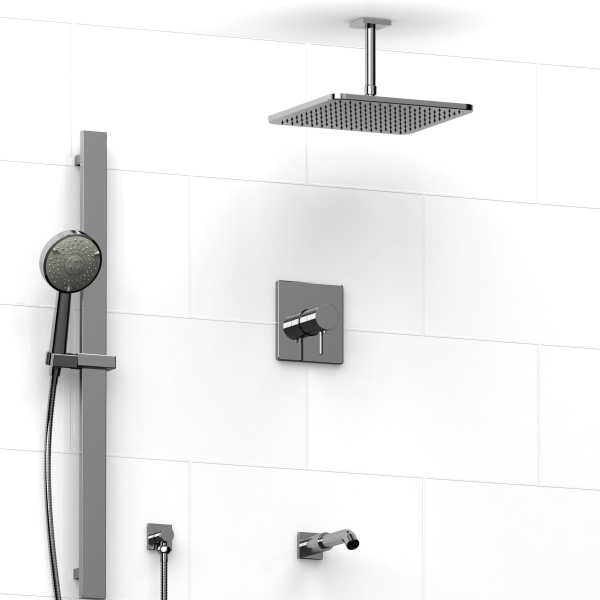 Riobel -½’’ coaxial 3-way system with hand shower rail, shower head and spout – KIT#5245