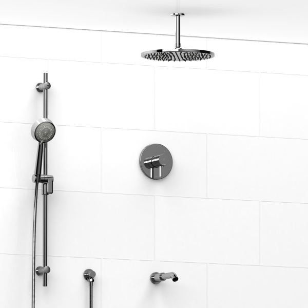 Riobel -½’’ coaxial 3-way system with hand shower rail, shower head and spout – KIT#5345
