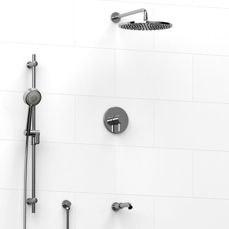 Riobel -½’’ coaxial 3-way system with hand shower rail, shower head and spout - KIT#5345