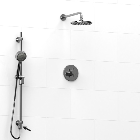 Riobel -½’’ coaxial 2-way system, hand shower rail and shower head - KIT#6323PATM+