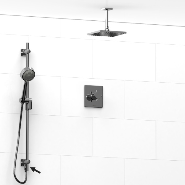 Riobel -½’’ coaxial 2-way system, hand shower rail and shower head – KIT#6323PATQ+