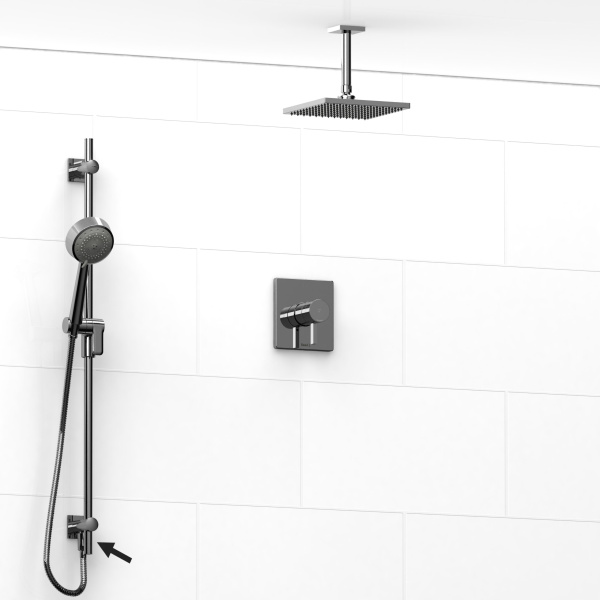 Riobel -½’’ coaxial 2-way system, hand shower rail and shower head – KIT#6323PFTQ