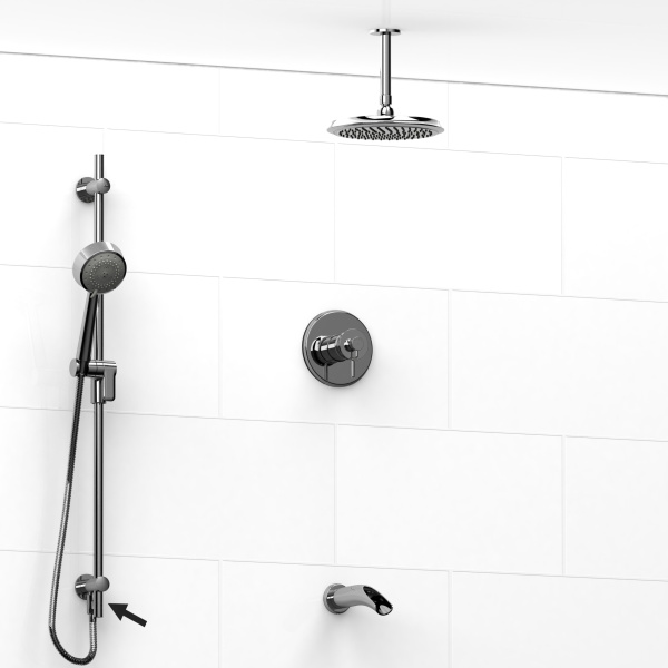 Riobel -½’’ coaxial 3-way system, hand shower rail, shower head and spout  – KIT#6445ATOP