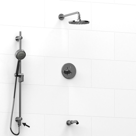 Riobel -½’’ coaxial 3-way system, hand shower rail, shower head and spout  - KIT#6445PATM+