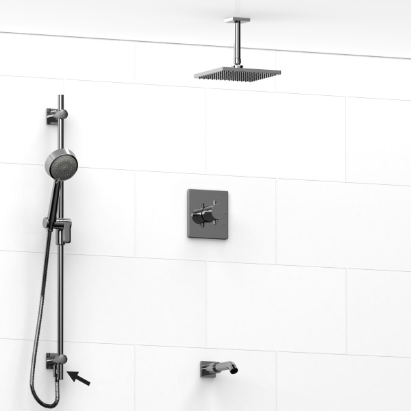 Riobel -½’’ coaxial 3-way system, hand shower rail, shower head and spout  – KIT#6445PATQ+