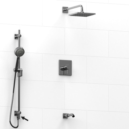 Riobel -½’’ coaxial 3-way system, hand shower rail, shower head and spout  - KIT#6445PATQ