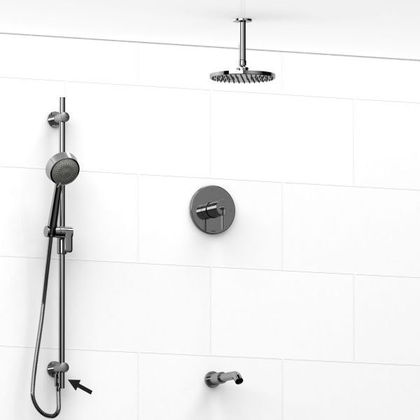Riobel -½’’ coaxial 3-way system, hand shower rail, shower head and spout  – KIT#6445VSTM