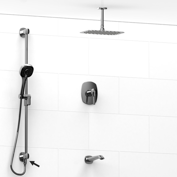 Riobel -½’’ coaxial 3-way system, hand shower rail, shower head and spout  – KIT#6445VY