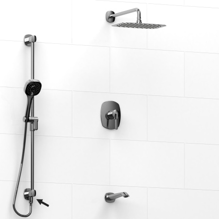 Riobel -½’’ coaxial 3-way system, hand shower rail, shower head and spout  - KIT#6445VY