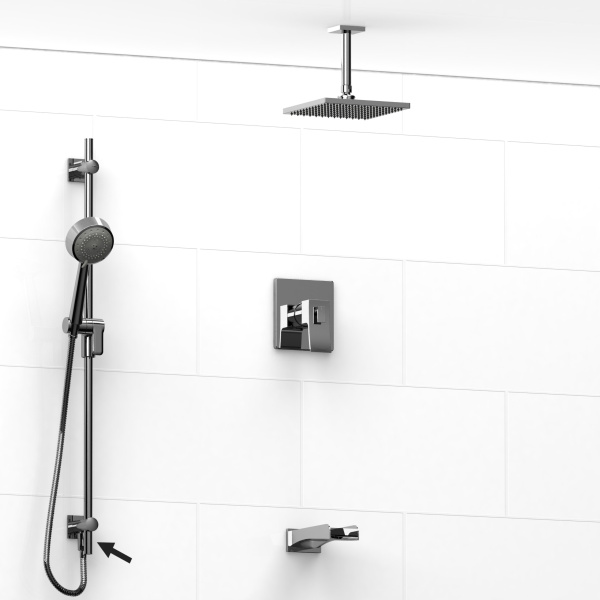 Riobel -½’’ coaxial 3-way system, hand shower rail, shower head and spout  – KIT#6445ZOTQ
