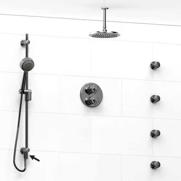 Riobel -Type T/Pdouble coaxial system shower rail, 4 body jets and shower head – KIT#6446ATOP