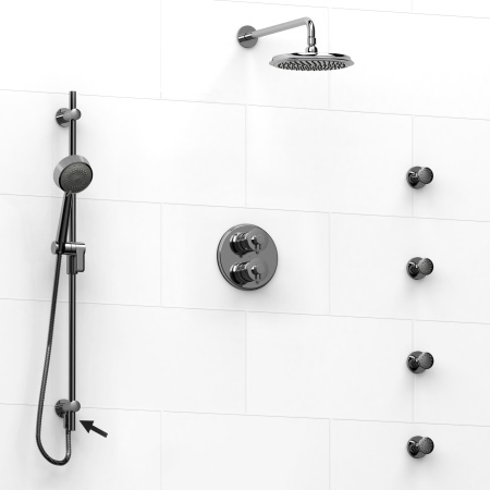 Riobel -Type T/Pdouble coaxial system shower rail, 4 body jets and shower head - KIT#6446ATOP