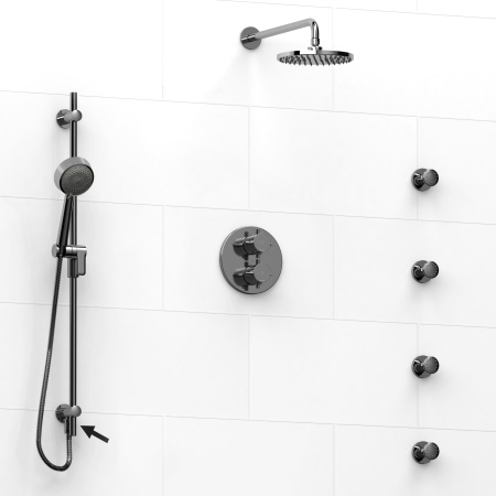 Riobel -Type T/Pdouble coaxial system shower rail, 4 body jets and shower head - KIT#6446PATM+