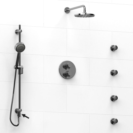 Riobel -Type T/Pdouble coaxial system shower rail, 4 body jets and shower head - KIT#6446PATM