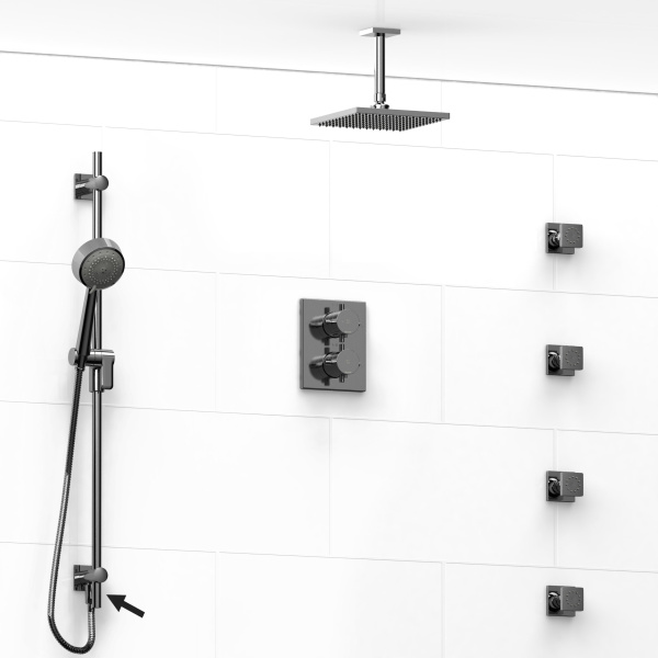 Riobel -Type T/Pdouble coaxial system shower rail, 4 body jets and shower head – KIT#6446PATQ+