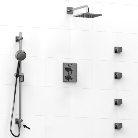 Riobel -Type T/Pdouble coaxial system shower rail, 4 body jets and shower head - KIT#6446PATQ+