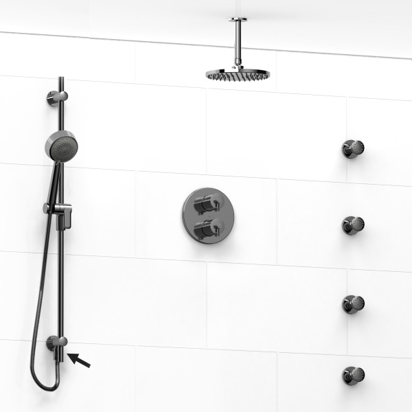 Riobel -Type T/Pdouble coaxial system shower rail, 4 body jets and shower head – KIT#6446VSTM