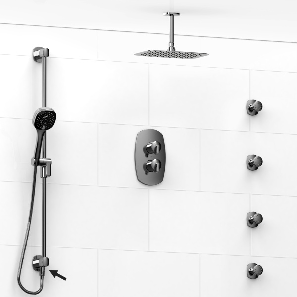Riobel -Type T/Pdouble coaxial system shower rail, 4 body jets and shower head – KIT#6446VY
