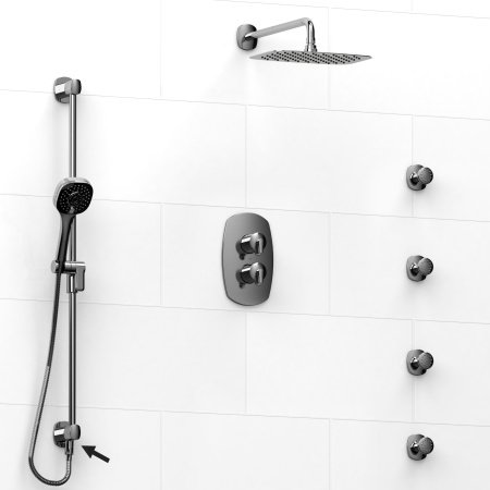 Riobel -Type T/Pdouble coaxial system shower rail, 4 body jets and shower head - KIT#6446VY