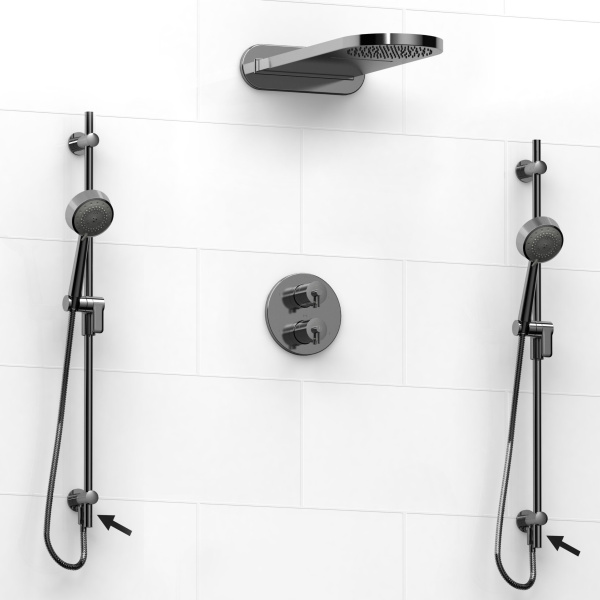 Riobel -¾" double coaxial system with hand shower rail, 4 body jets and shower head - KIT#6646VSTM