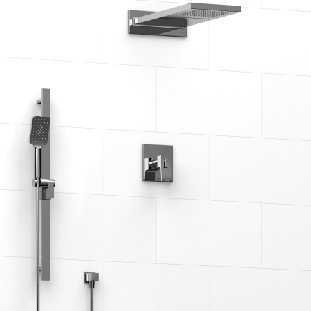 Riobel -½’’ coaxial 3-way system with hand shower rail and rain and cascade shower head - KIT#7045