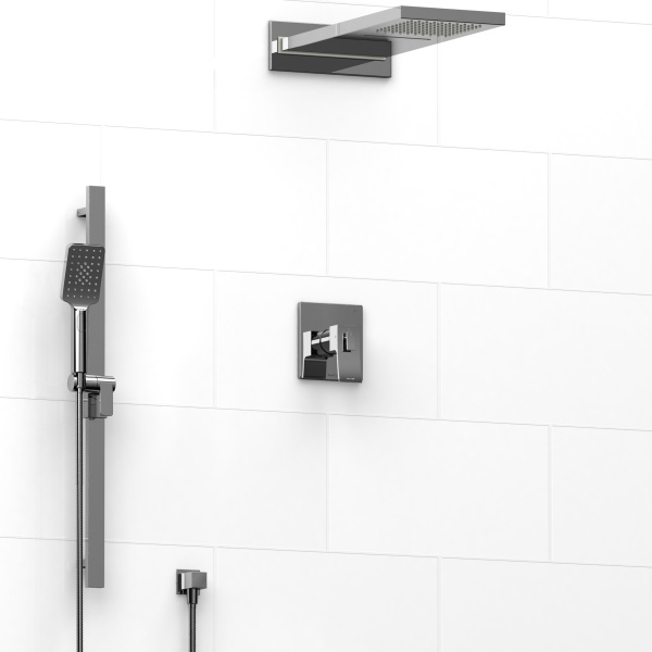 Riobel -½’’ coaxial 3-way system with hand shower rail and rain and cascade shower head - KIT#7045