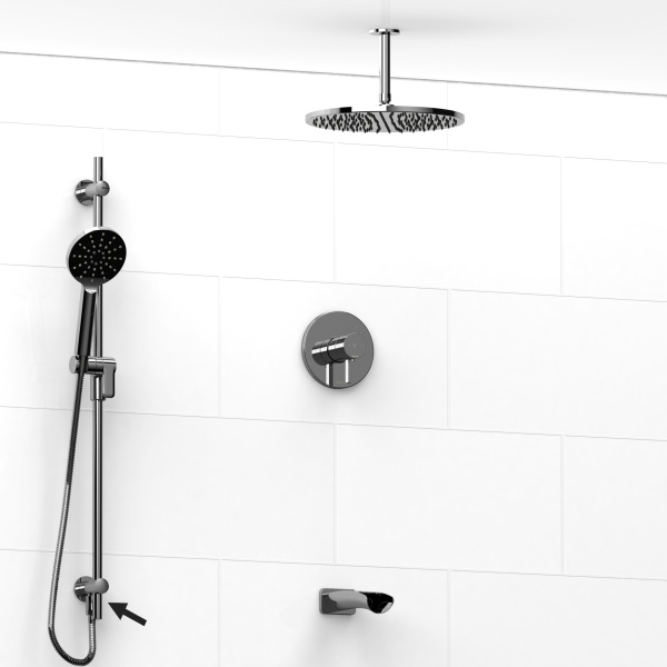 Riobel -½’’ coaxial 3-way system, hand shower rail, shower head and spout  – KIT#7545